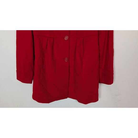 BOSTON PROPER sz 10 100% Wool Winter Coat Peacoat Jacket Long Peplum Mock Neck - Picture 7 of 12